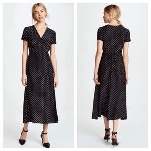 Jenni Kayne Black Midi Dress with White Polka Dots
